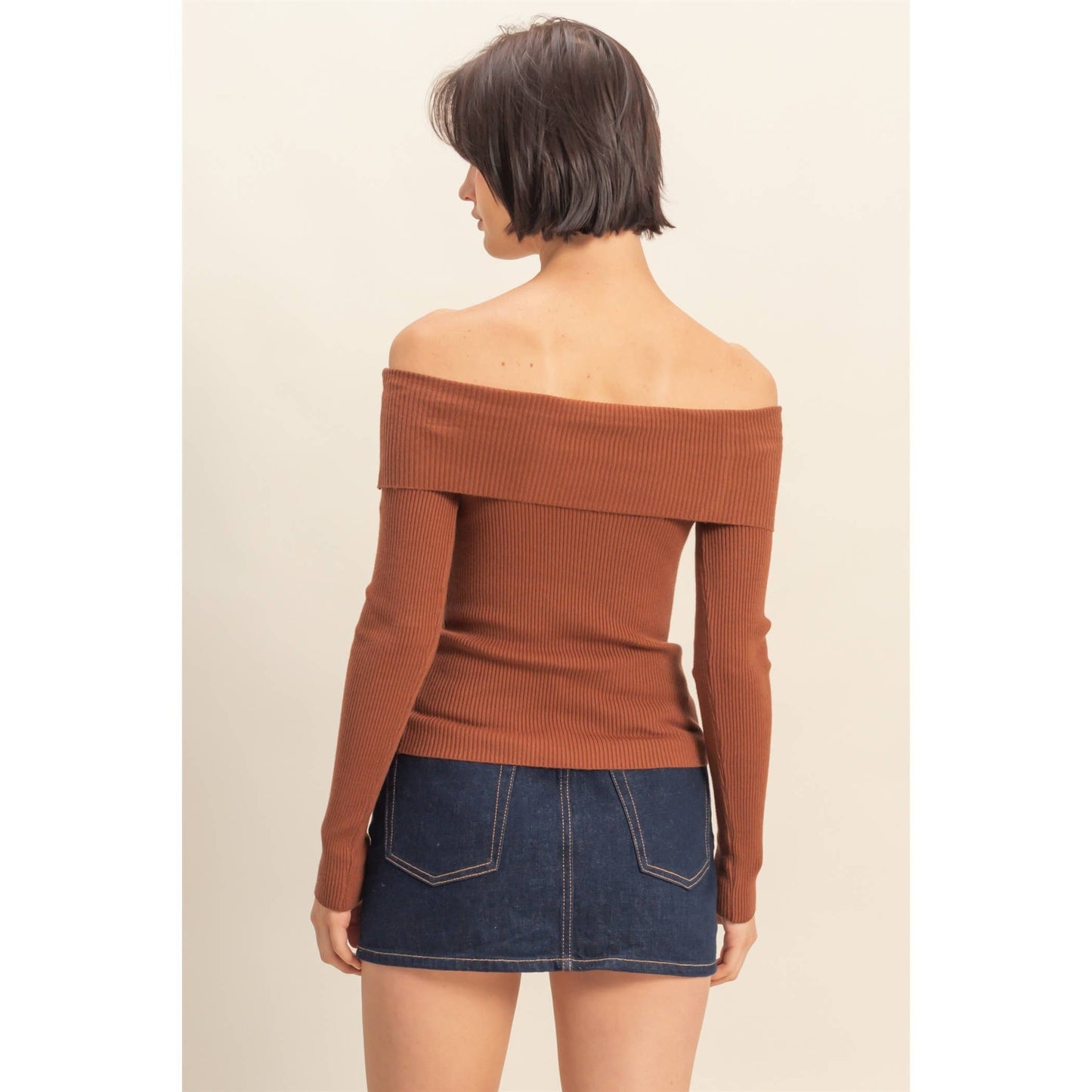 Layla Ribbed Knit Top- Chestnut