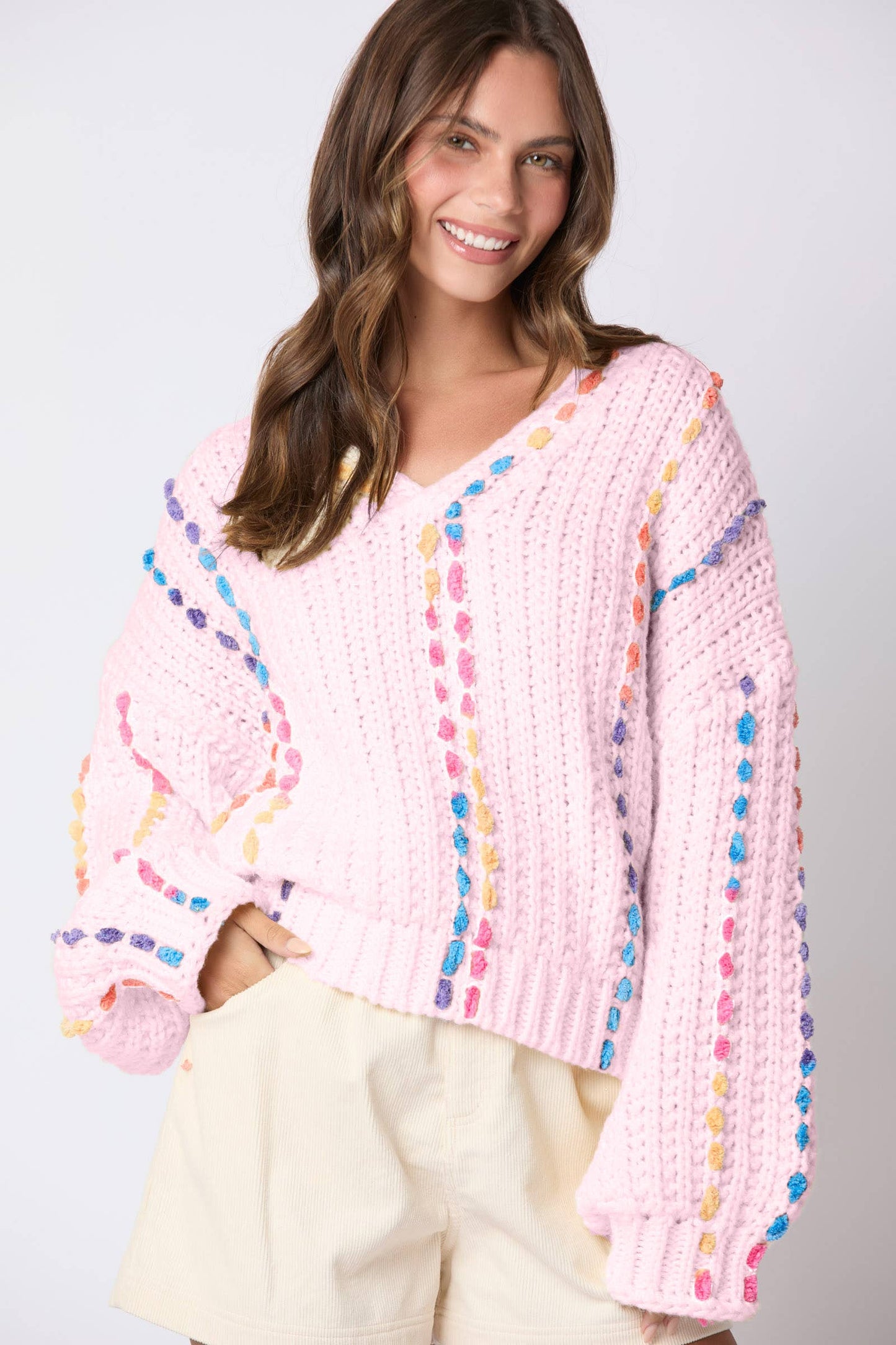 Macie Multi Color Stitching Sweater