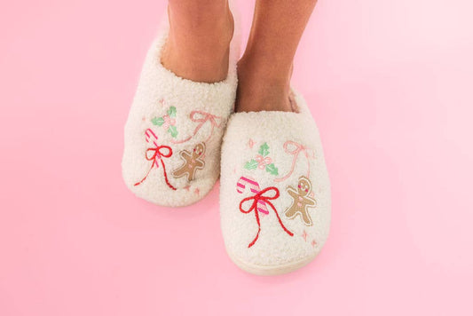 Gingerbread Bows Christmas Slippers