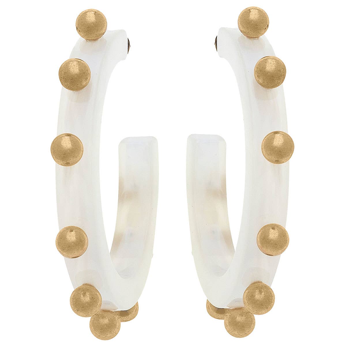 Suri Studded Hoop Earrings- White