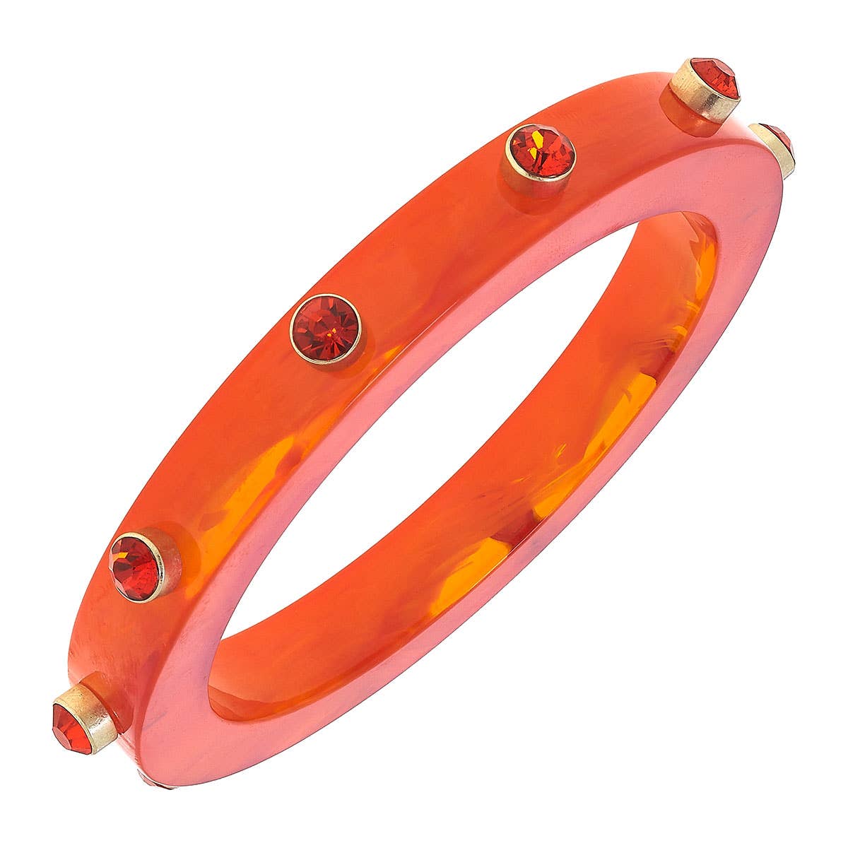 Renee Resin Rhinestone Bangle: Orange