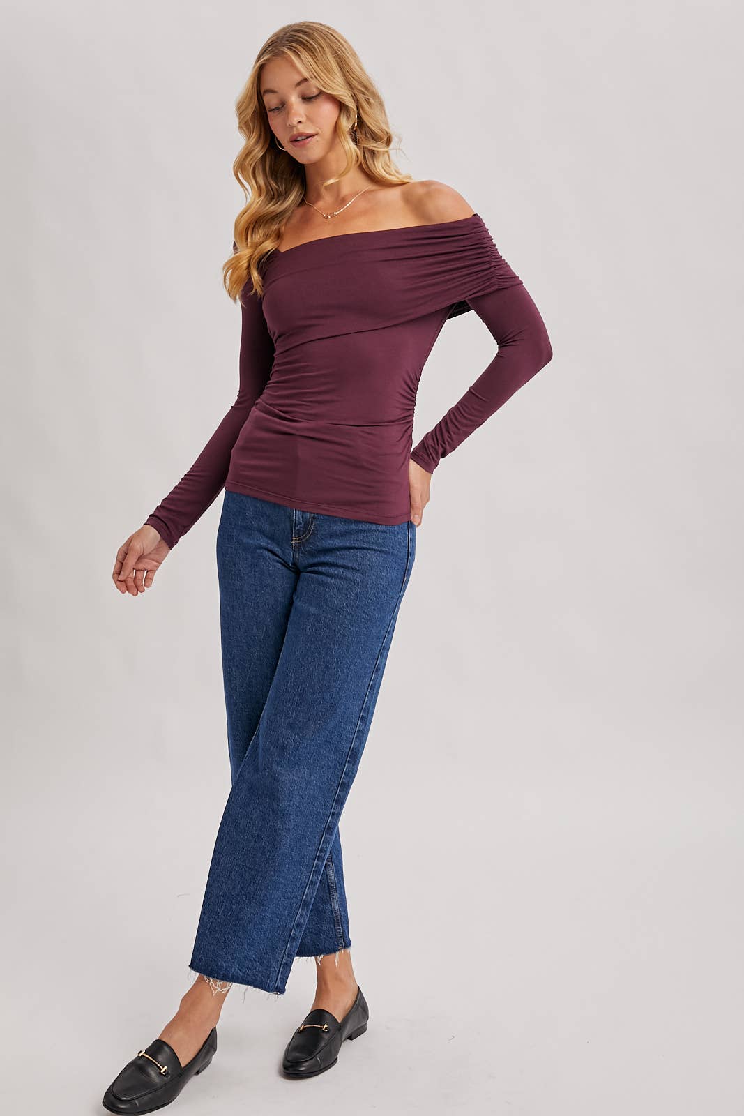Asymmetric Knit Top- Eggplant