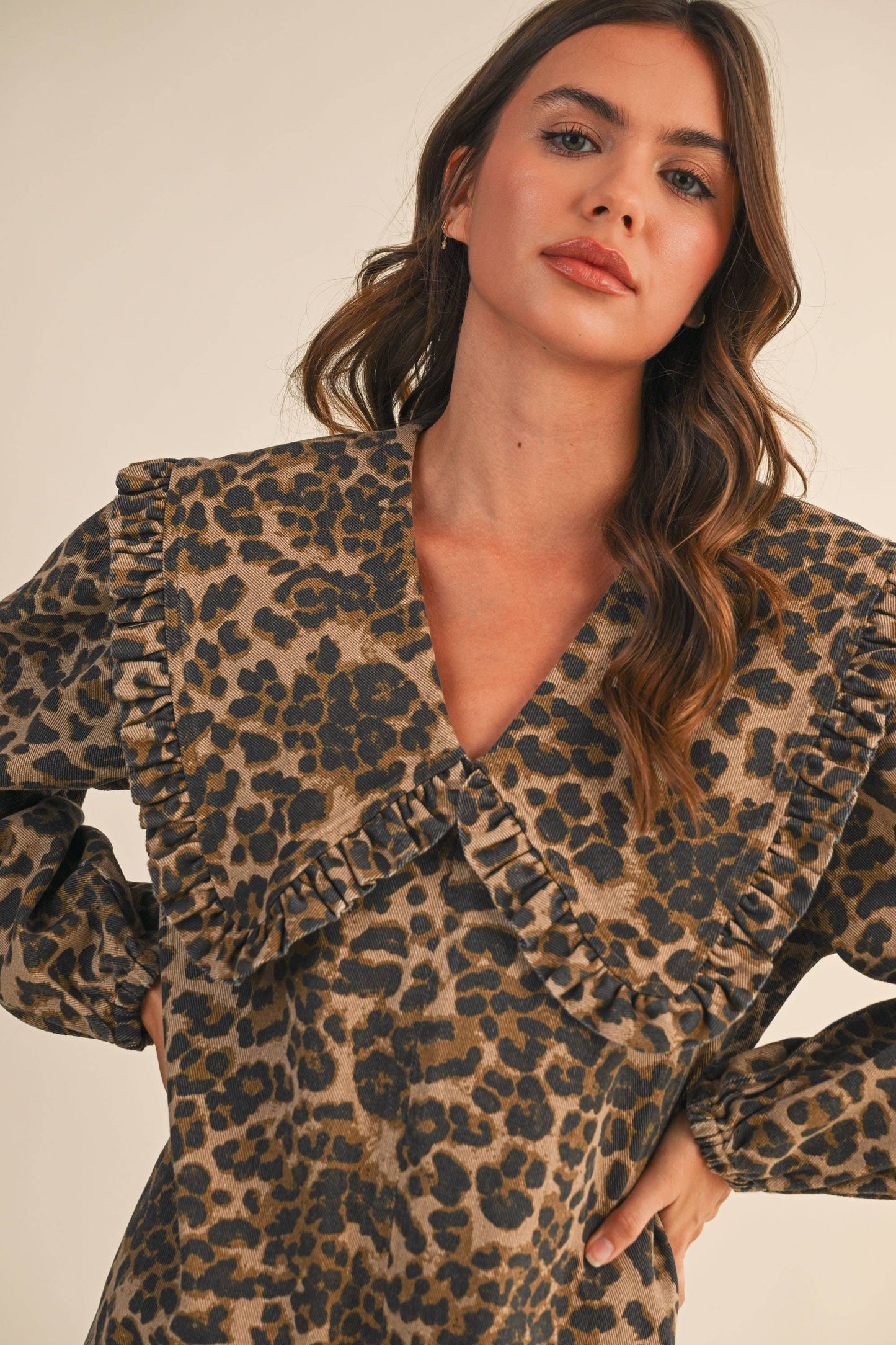 Dina Leopard Denim Dress