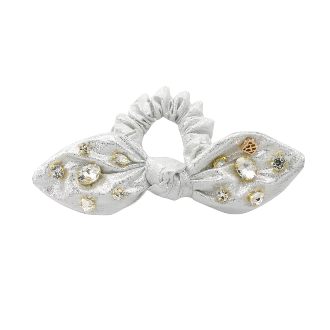 BC- Shimmer Bow Scrunchie Silver