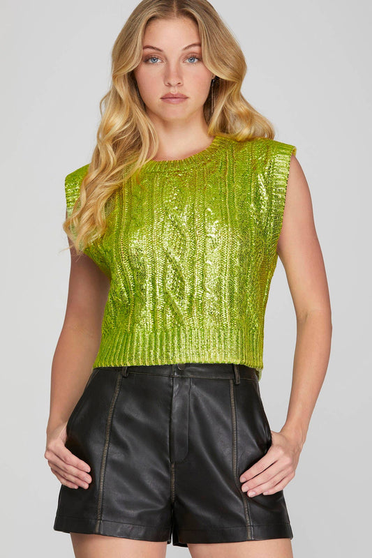 Lime Coated Sweater Vest