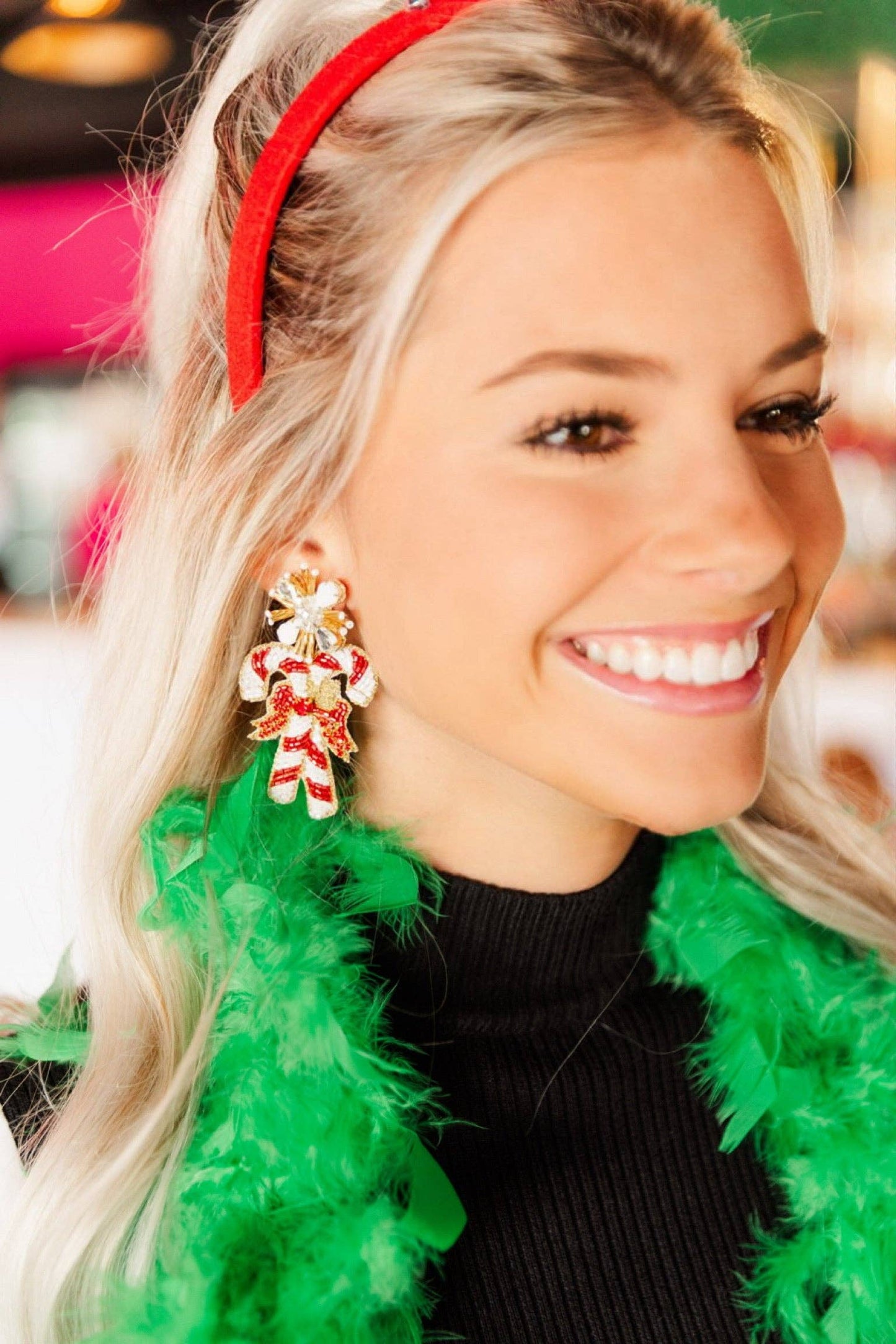 Beaded Candy Cane Earrings