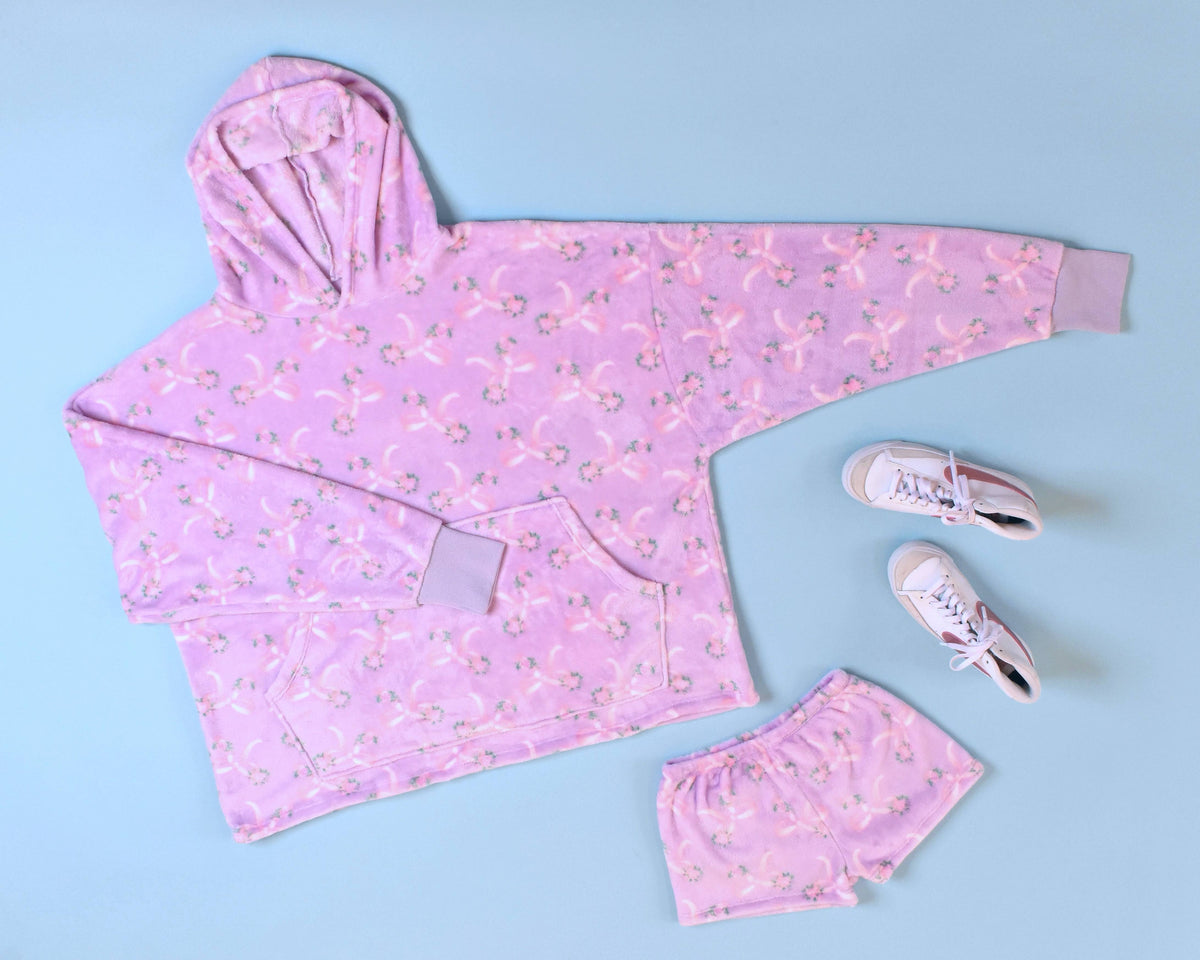 Girls- Fleece Printed Orchid Floral Blanket Hoodie
