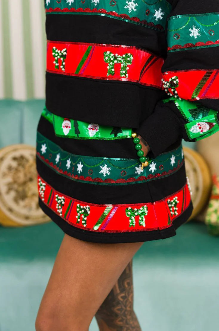 BC- Christmas Ribbon Striped Skort