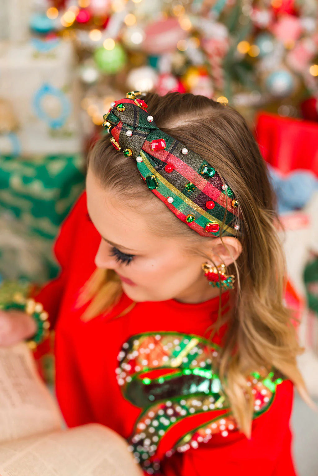 BC- Classic Christmas Shimmer Plaid Headband