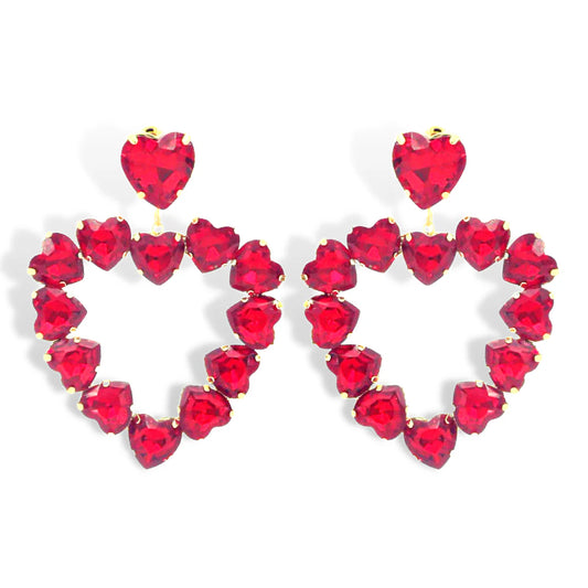 BC- Red Crystal Heart Earrings