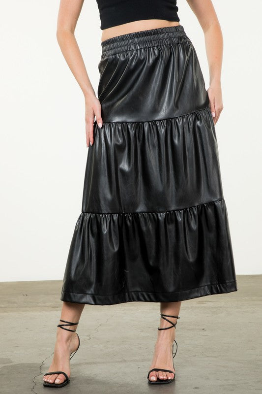 Vicki Leather Maxi Skirt