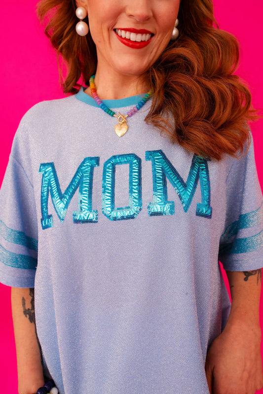 BC- Mom Blue Sparkle Tee