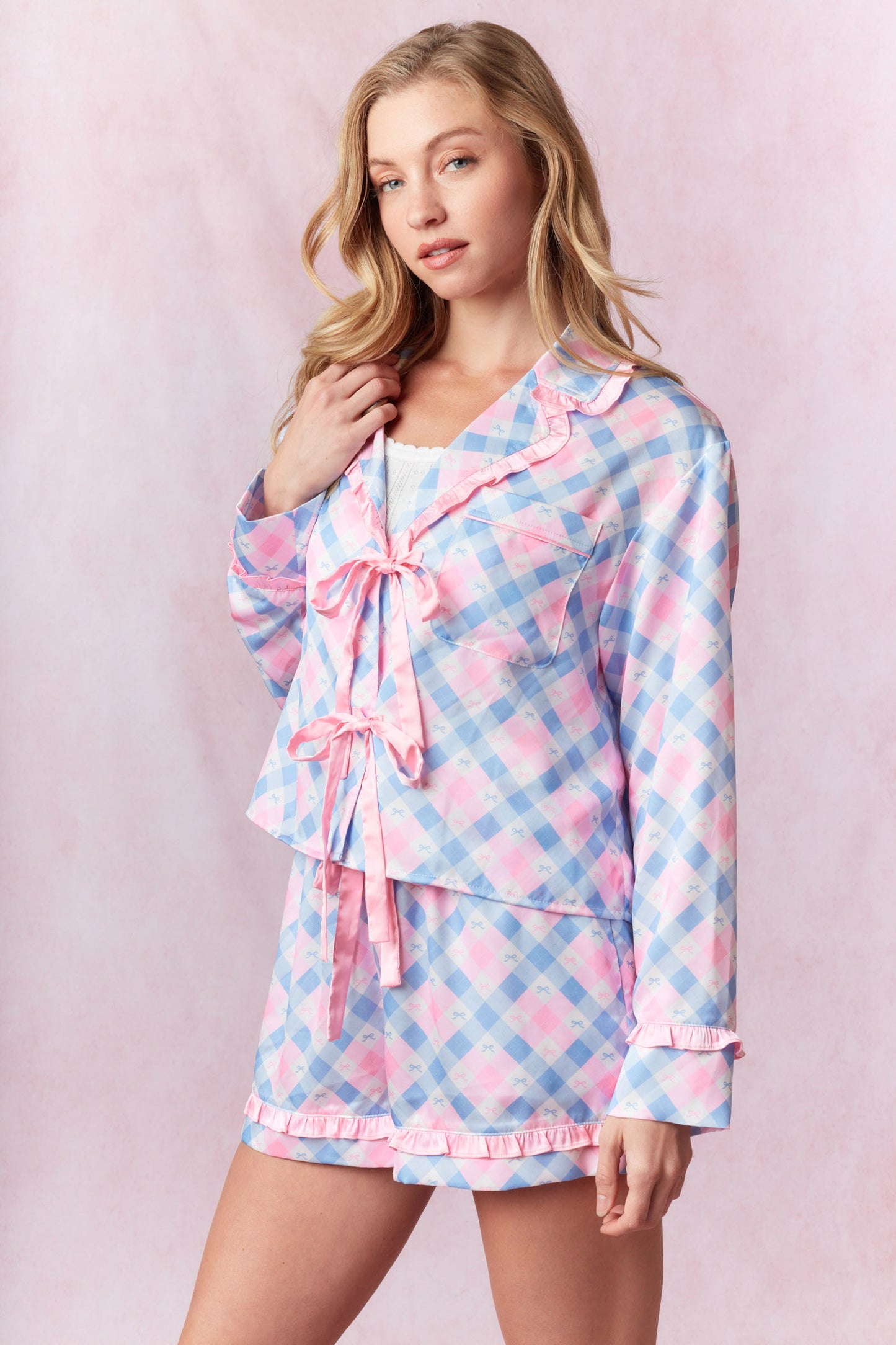 Amy Bow Satin Pajamas