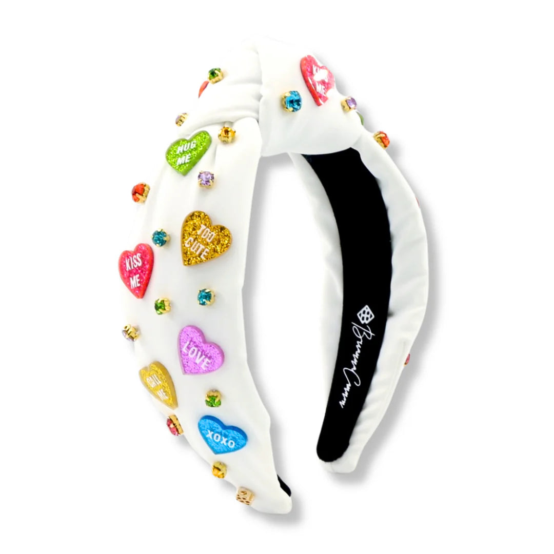 BC- White Headband with Multi Color Candy Hearts