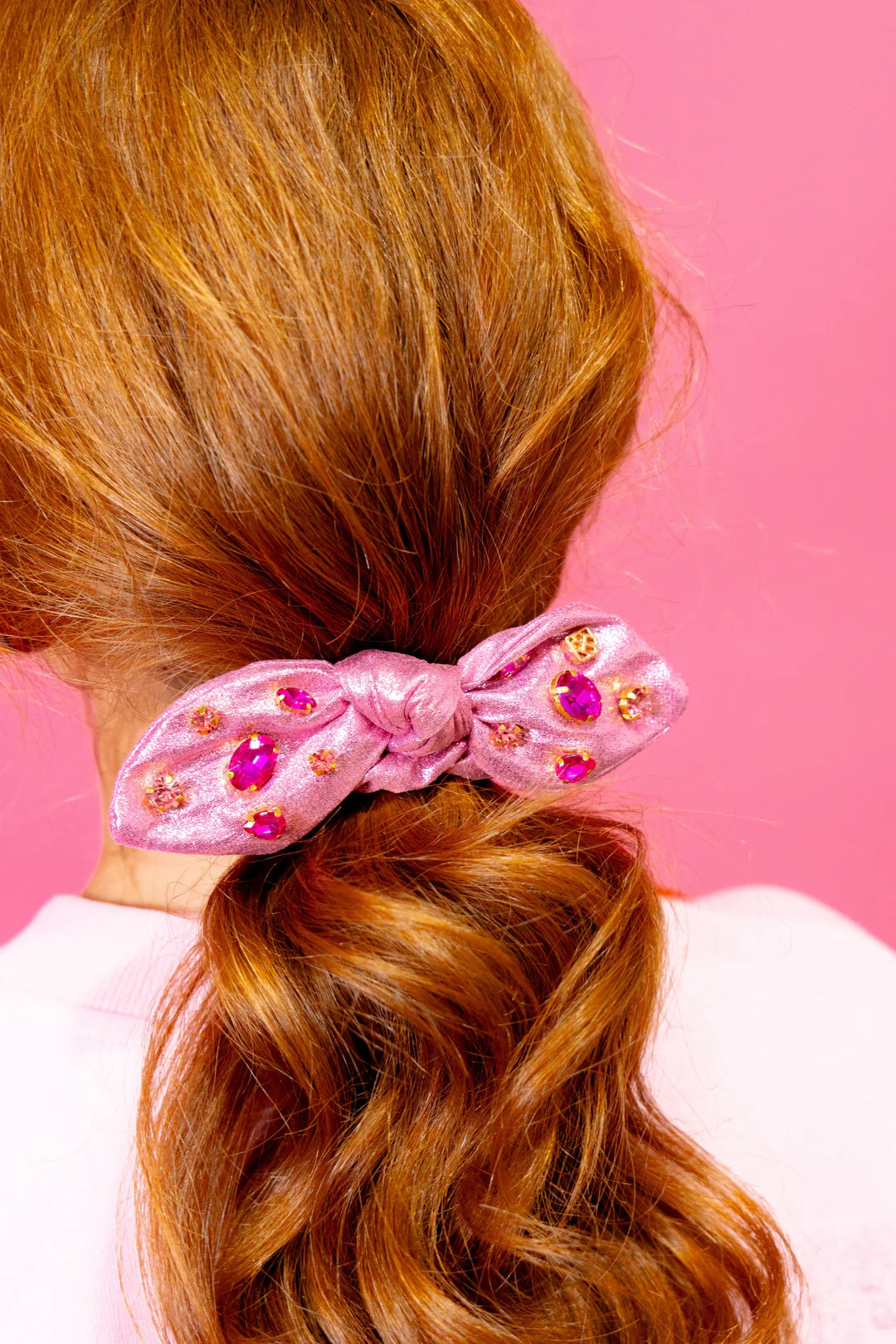 BC- Shimmer Bow Scrunchie Pink