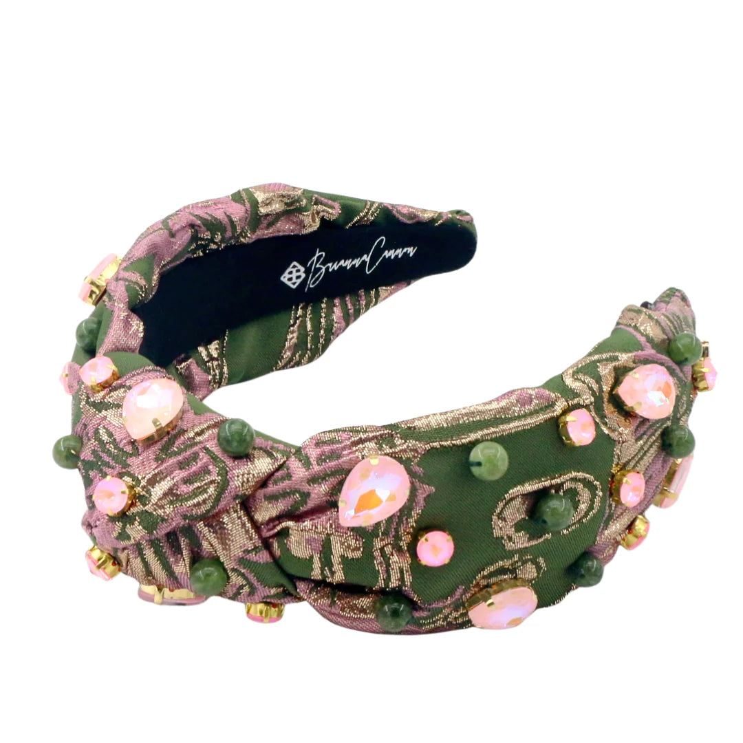 BC- Green & Pink Brocade Headband