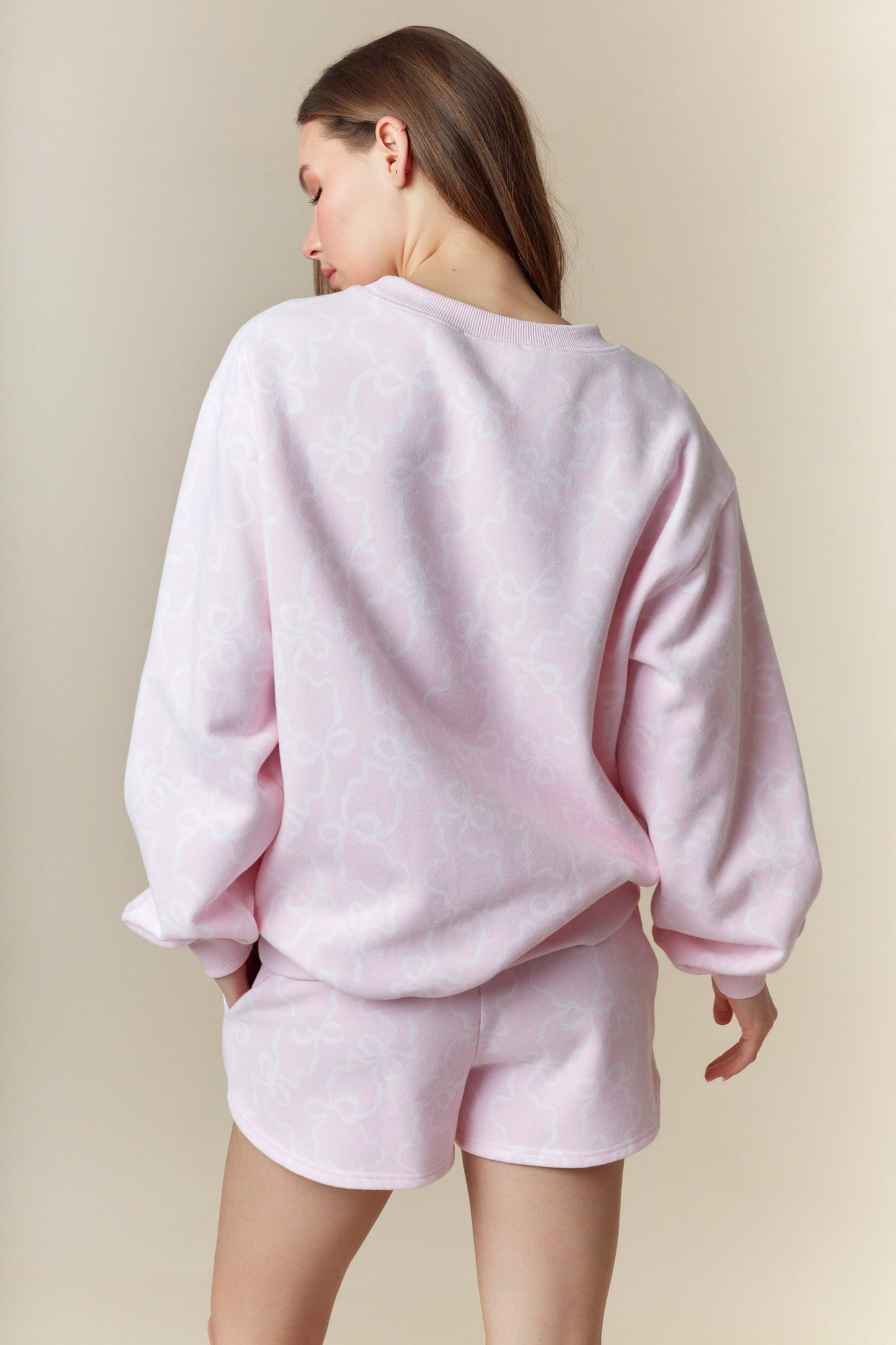 Cozy Bow Sweat Set- Pink