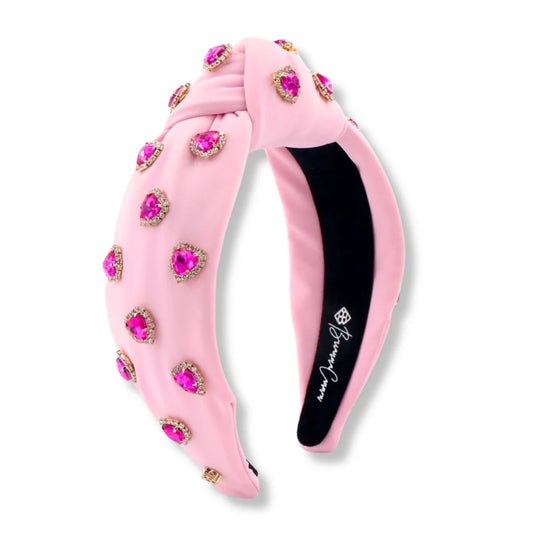 BC- Light Pink Headband with Hot Pink Pave Heart Crystals