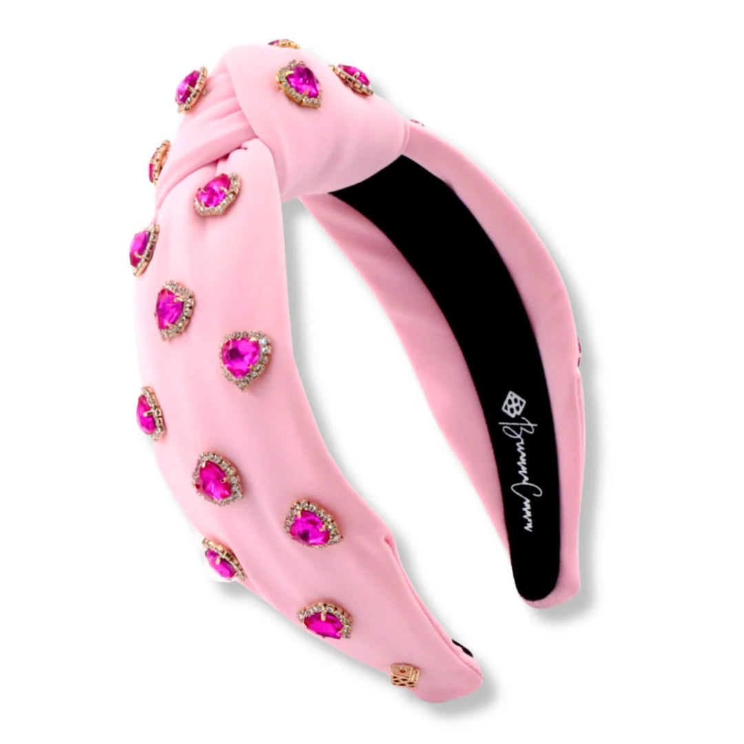 BC- Light Pink Headband with Hot Pink Pave Heart Crystals