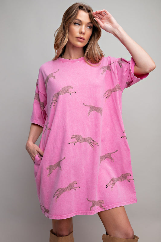 Catch Me T-Shirt Dress- Bubblegum