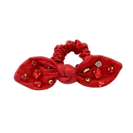 BC- Shimmer Bow Scrunchie Red