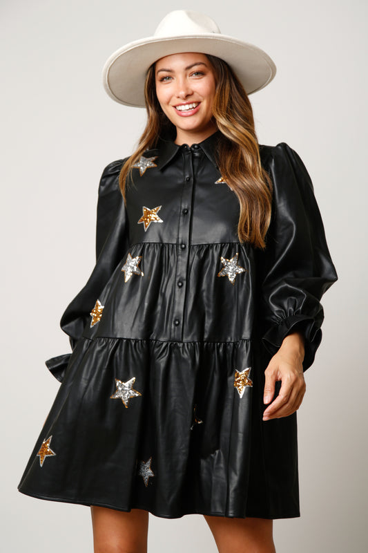 Leatherette Star Dress