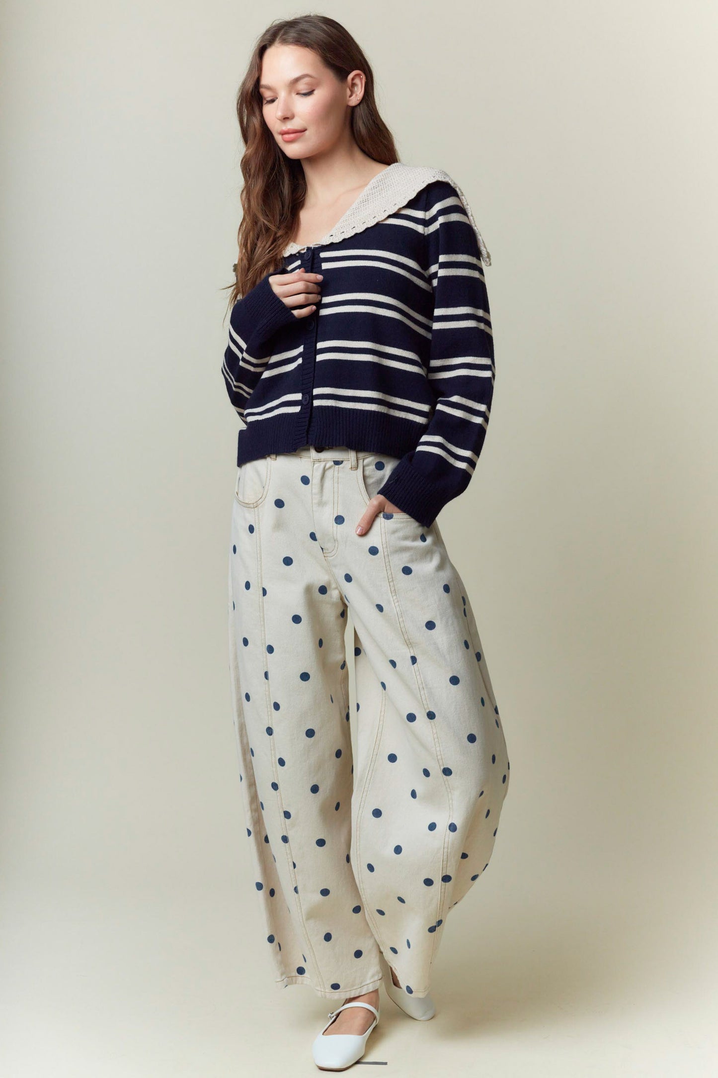 Polka Dot Barrel Jeans