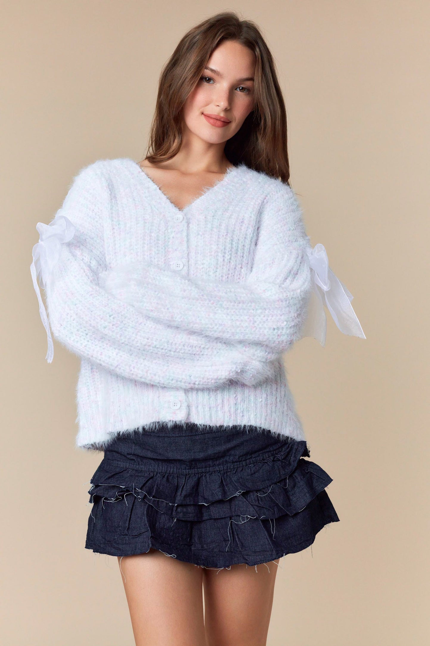 Organza Bow Cardigan