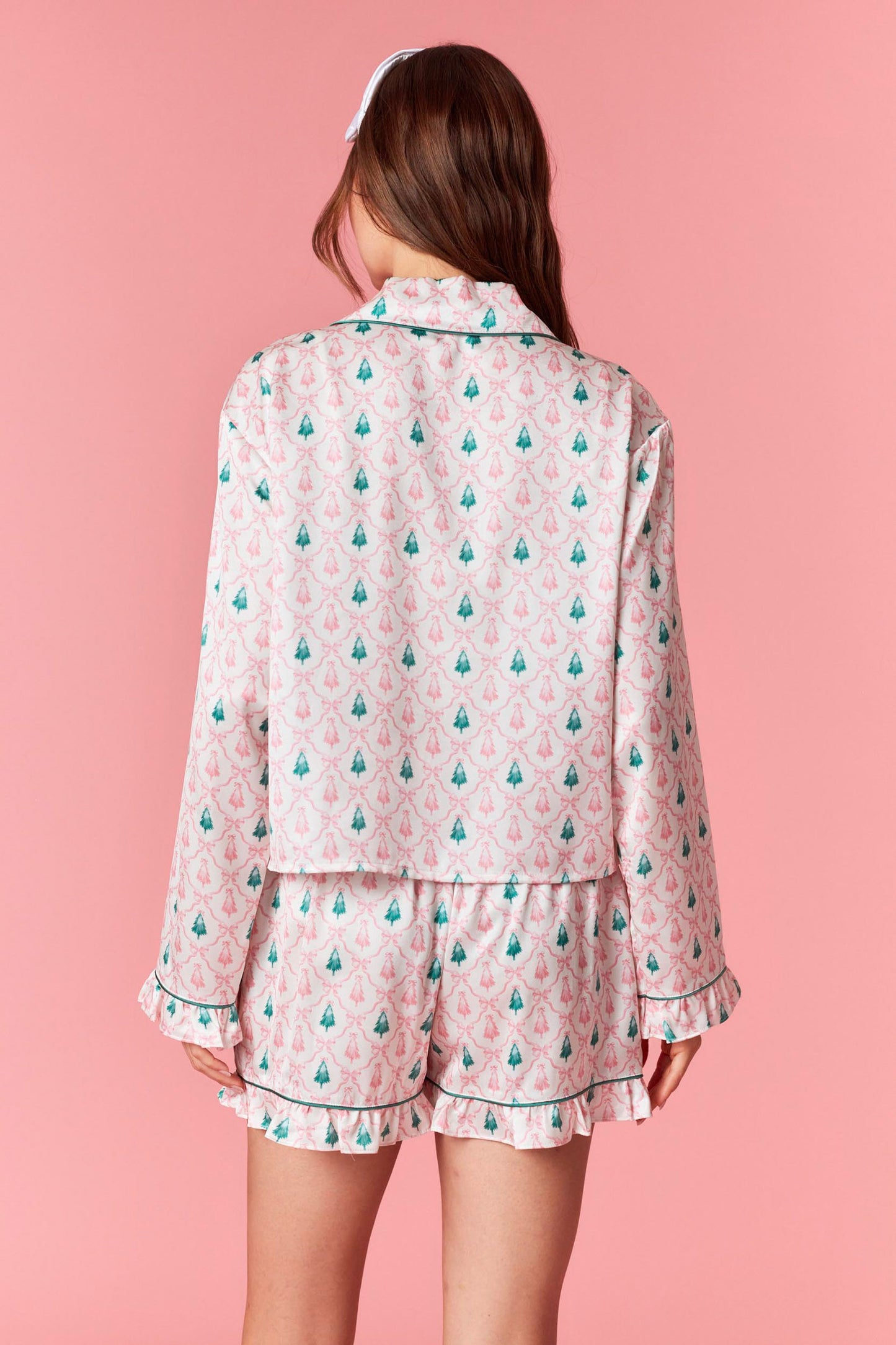 Christmas Tree & Bow Print Pajama Set