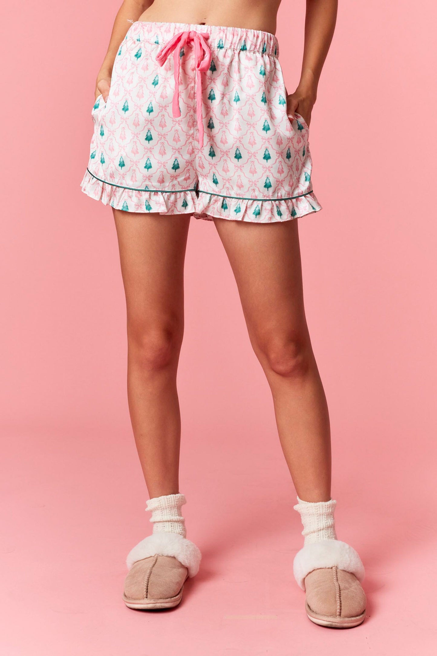 Christmas Tree & Bow Print Pajama Set