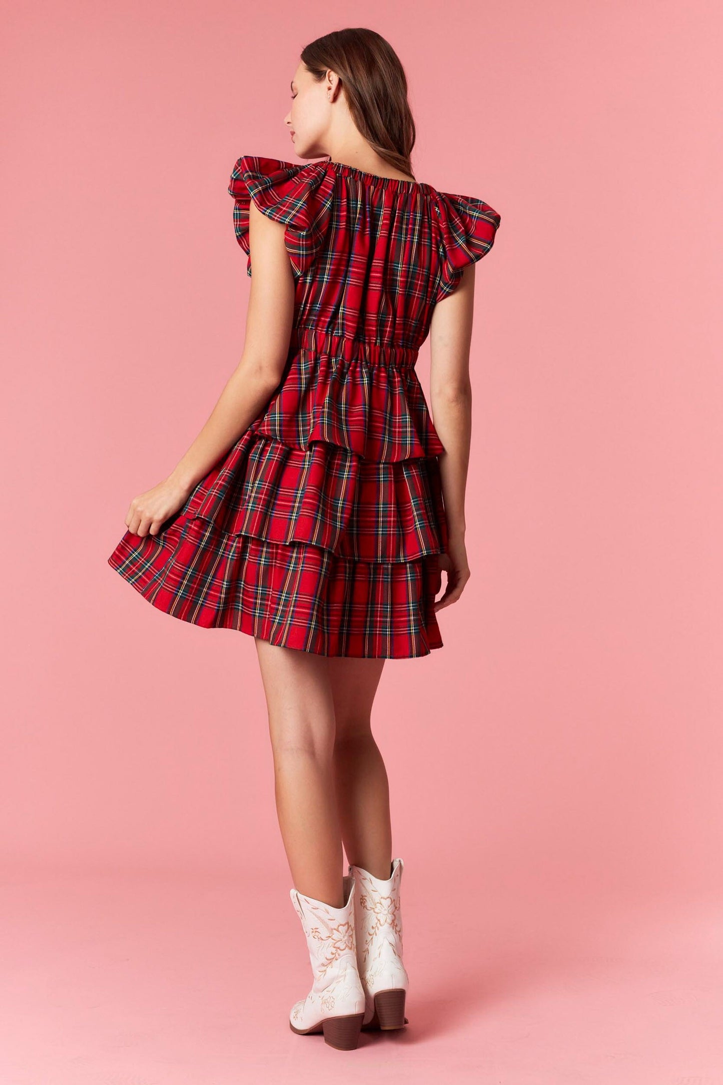 Christmas Plaid Bow Dress
