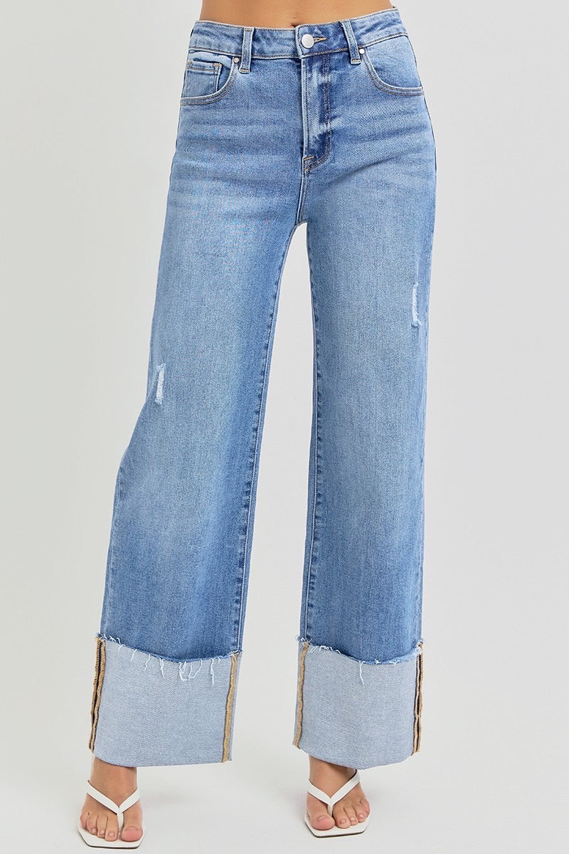 Petal Wide Cuff Ankle Jeans