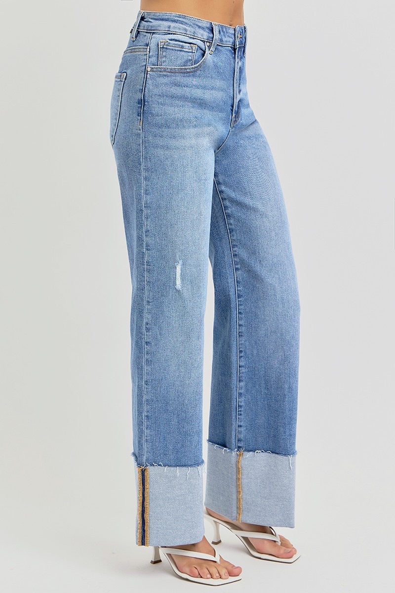 Petal Wide Cuff Ankle Jeans