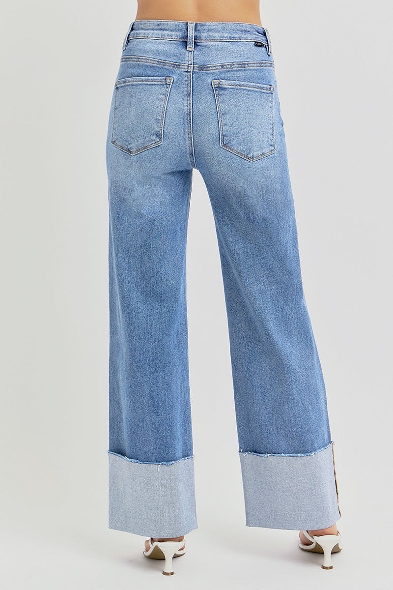 Petal Wide Cuff Ankle Jeans