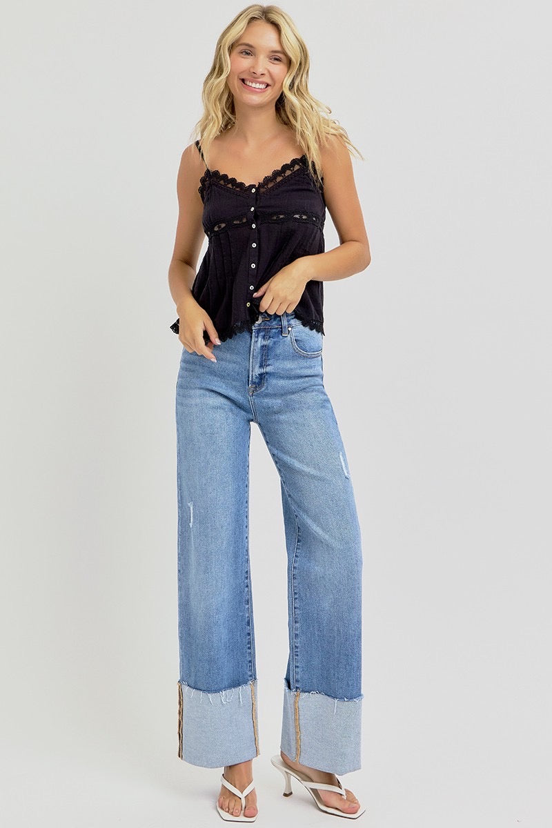 Petal Wide Cuff Ankle Jeans