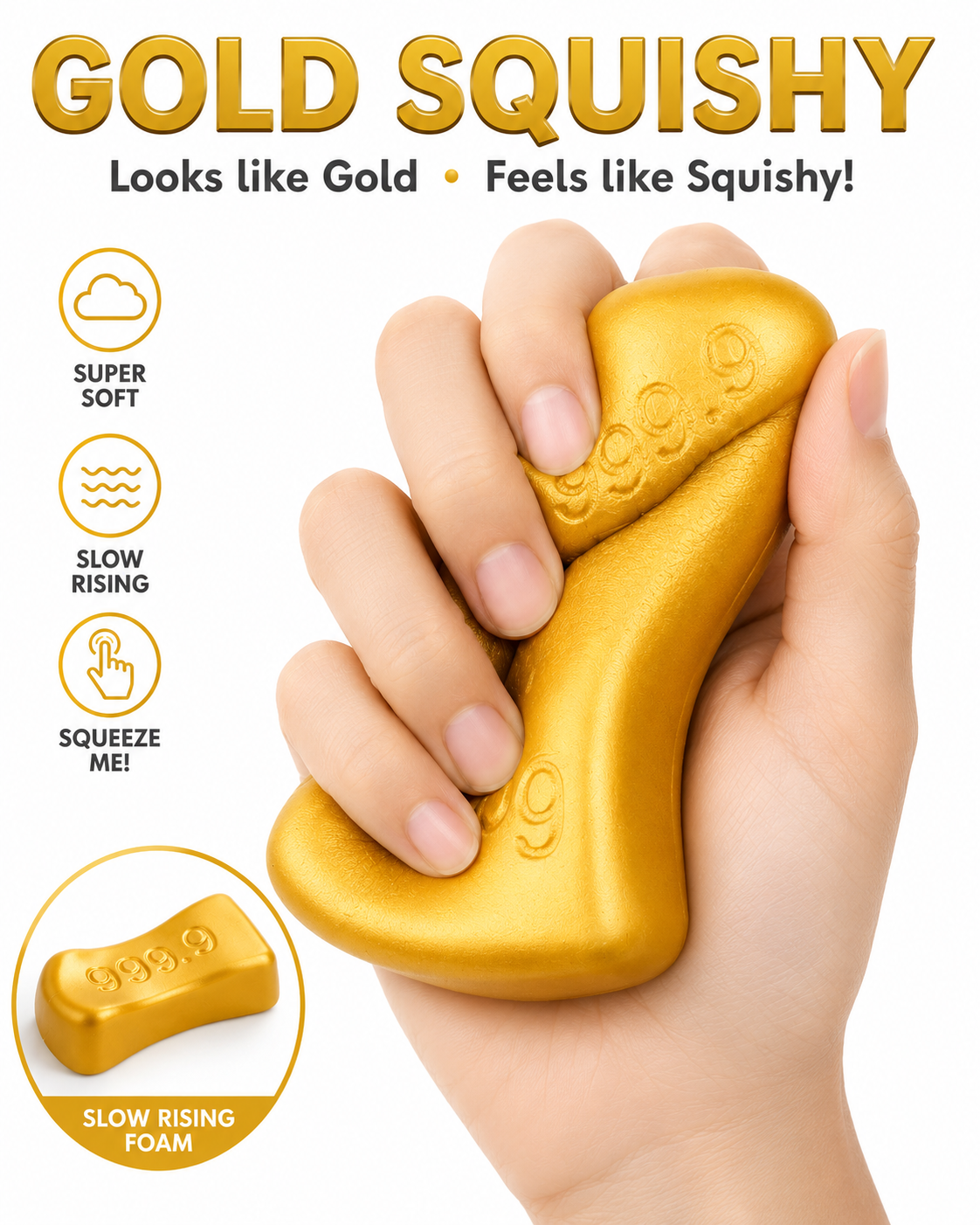Gold Bar Squishy – 5.5” Slow Rising