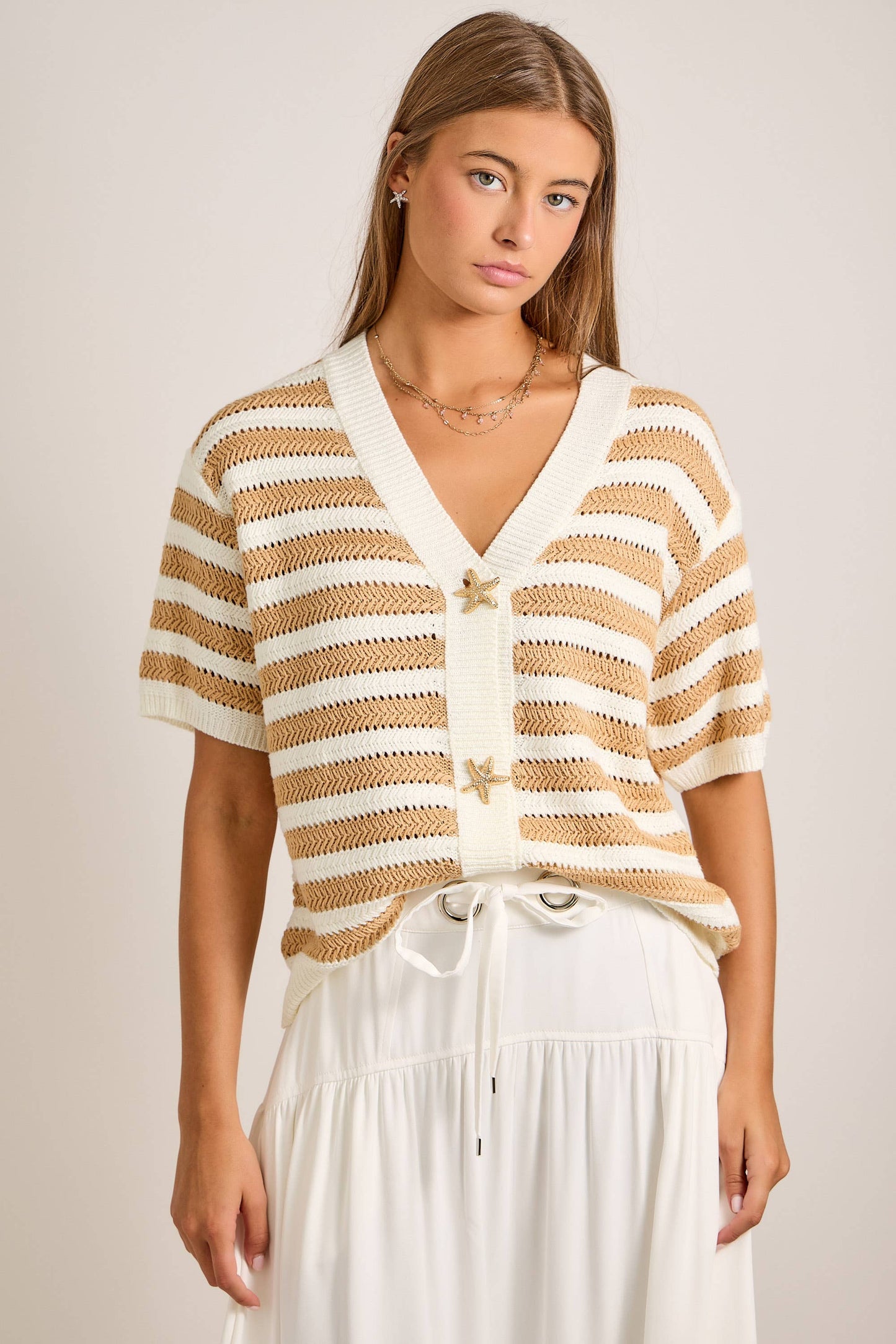 Nautical Stripe Cardigan with Starfish Button