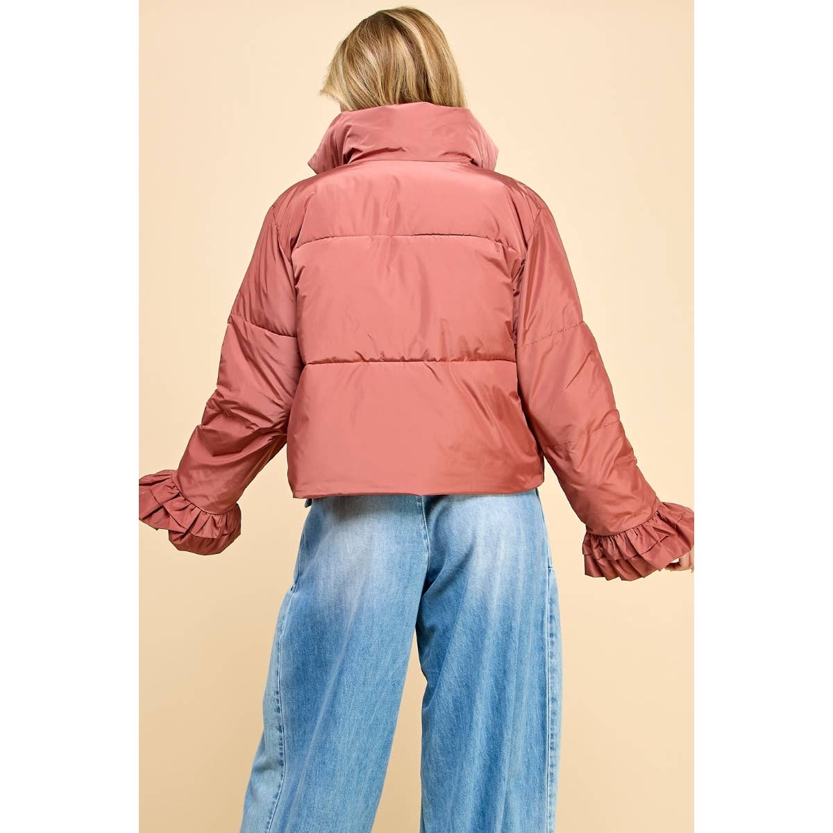 Marsala Cropped Ruffle Jacket