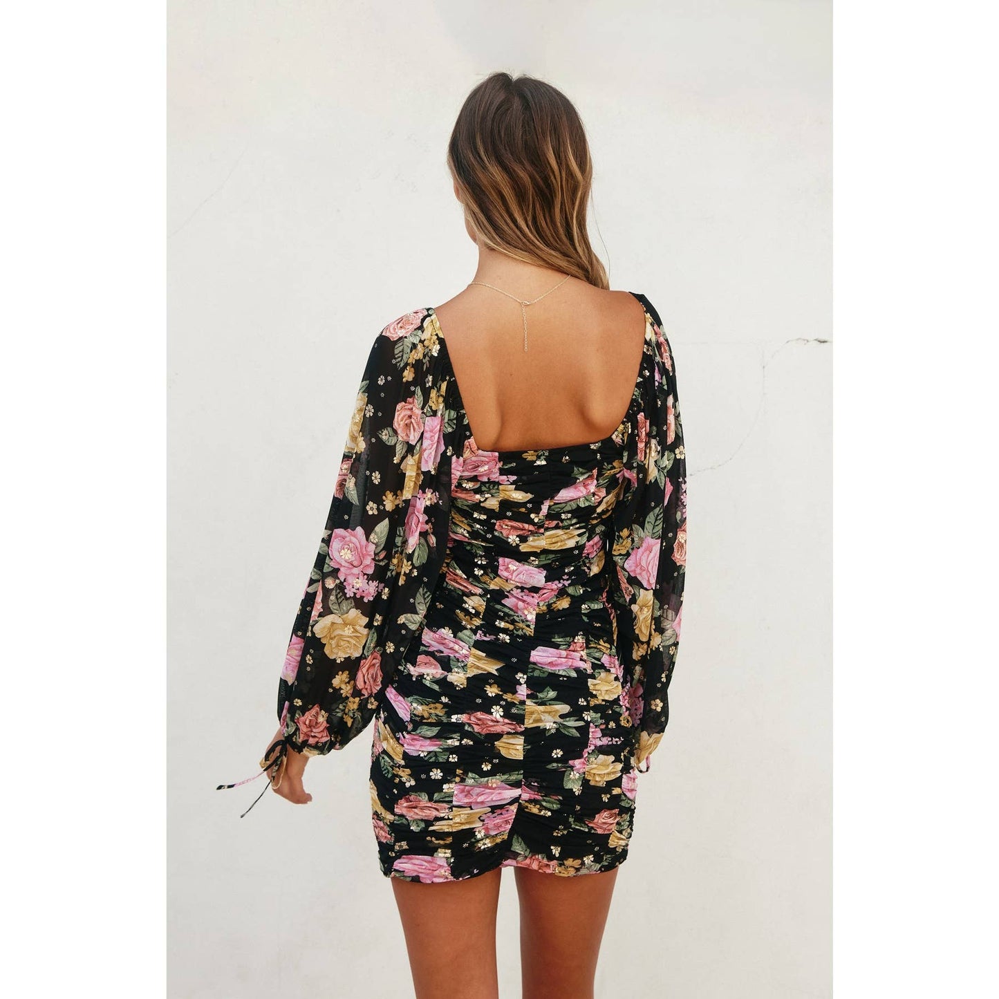 Flora Mesh Gold Foil Dress