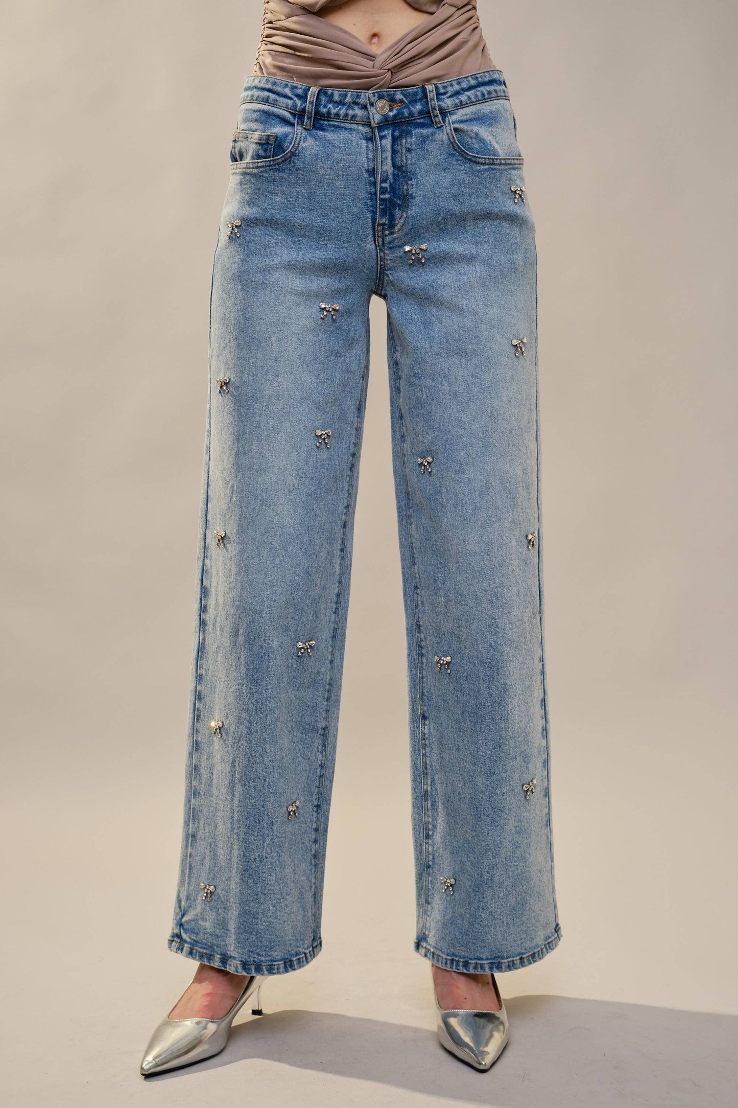 Bow Embellished Jeans