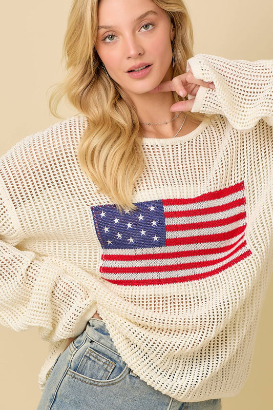 Americana Crochet Knit Top