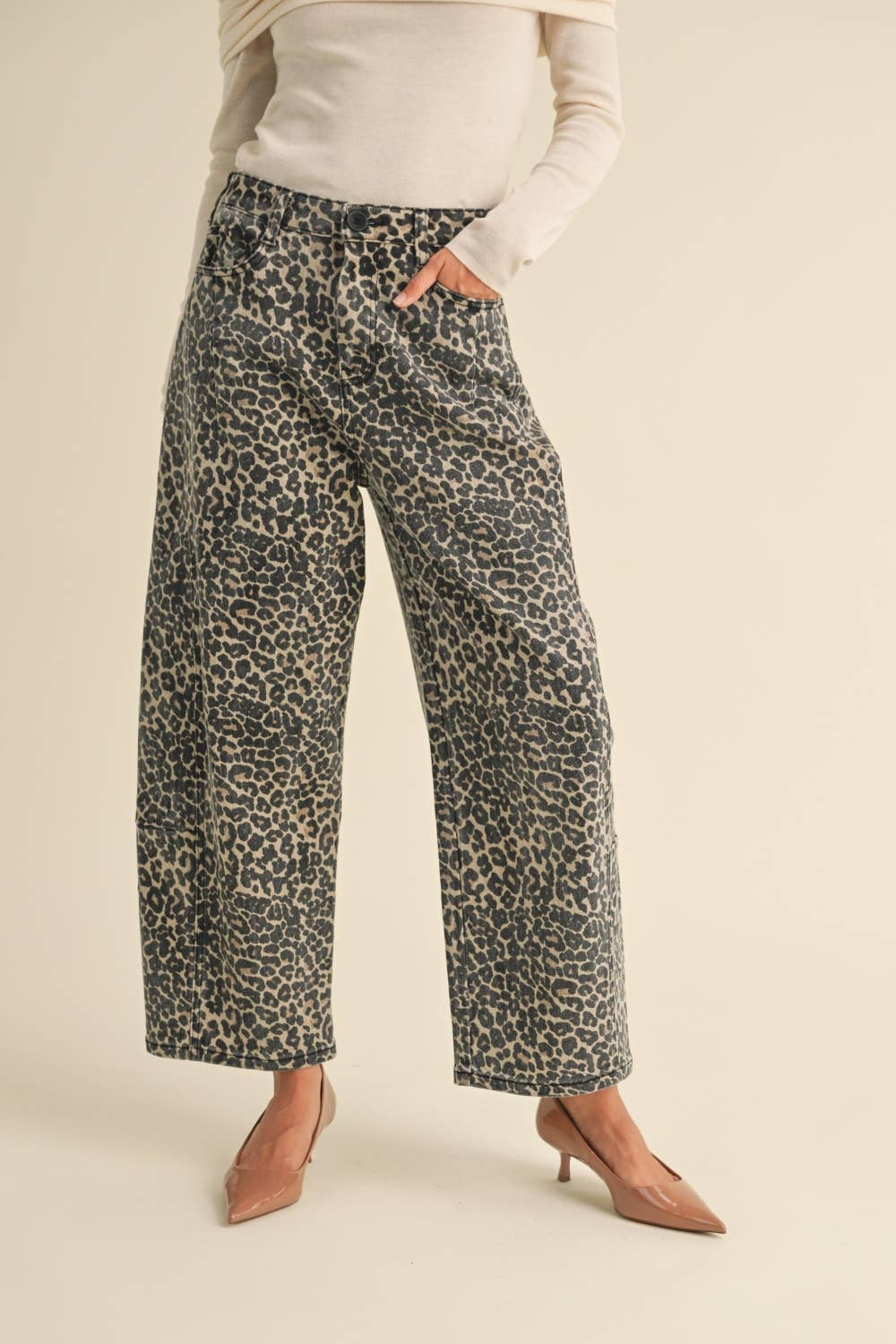 Leonna Leopard Barrel Jeans
