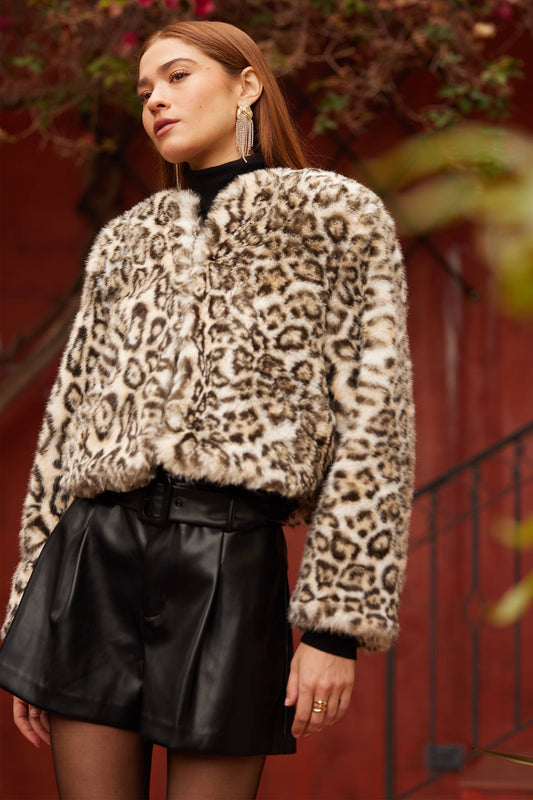 Alani Leopard Fur Crop Jacket