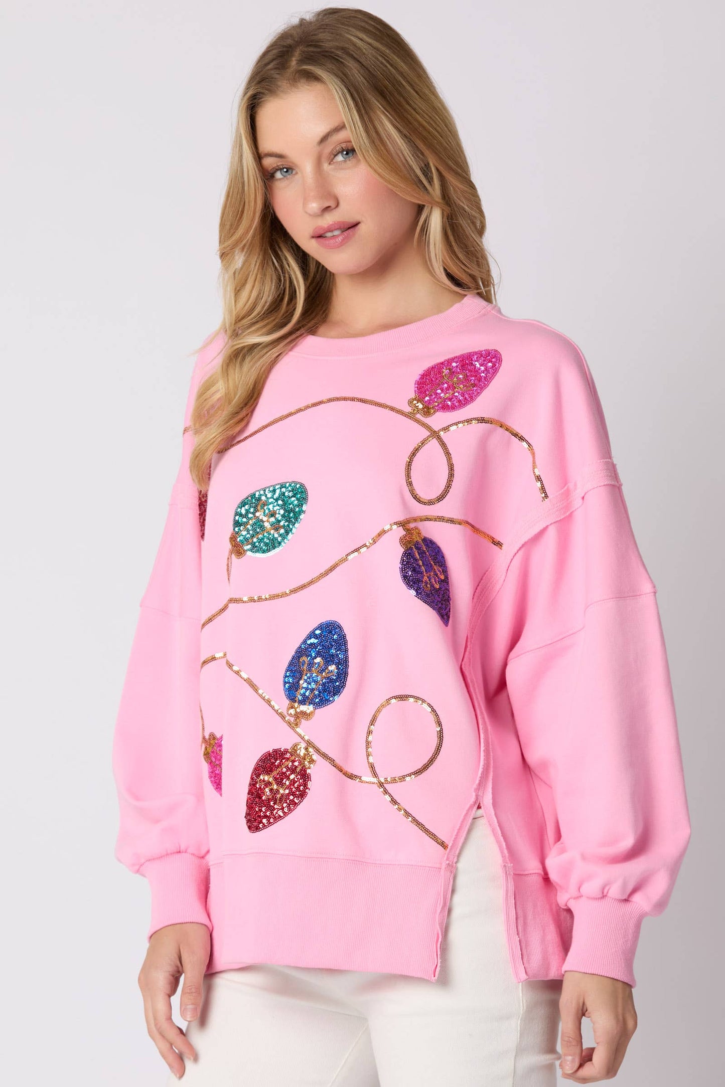 Holiday Lights Pink Sweatshirt