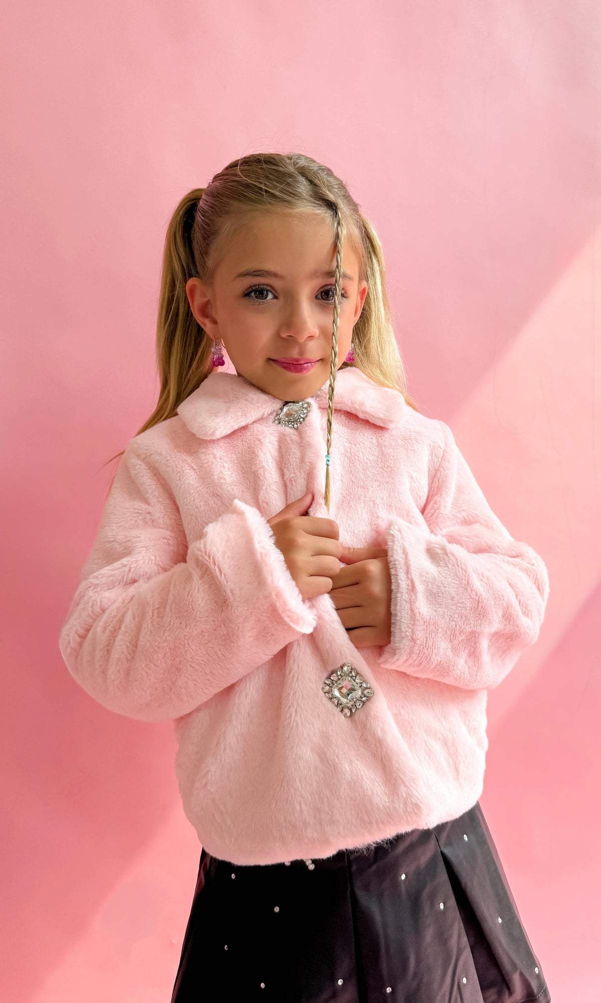 Girls Faux Fur Gem Jacket