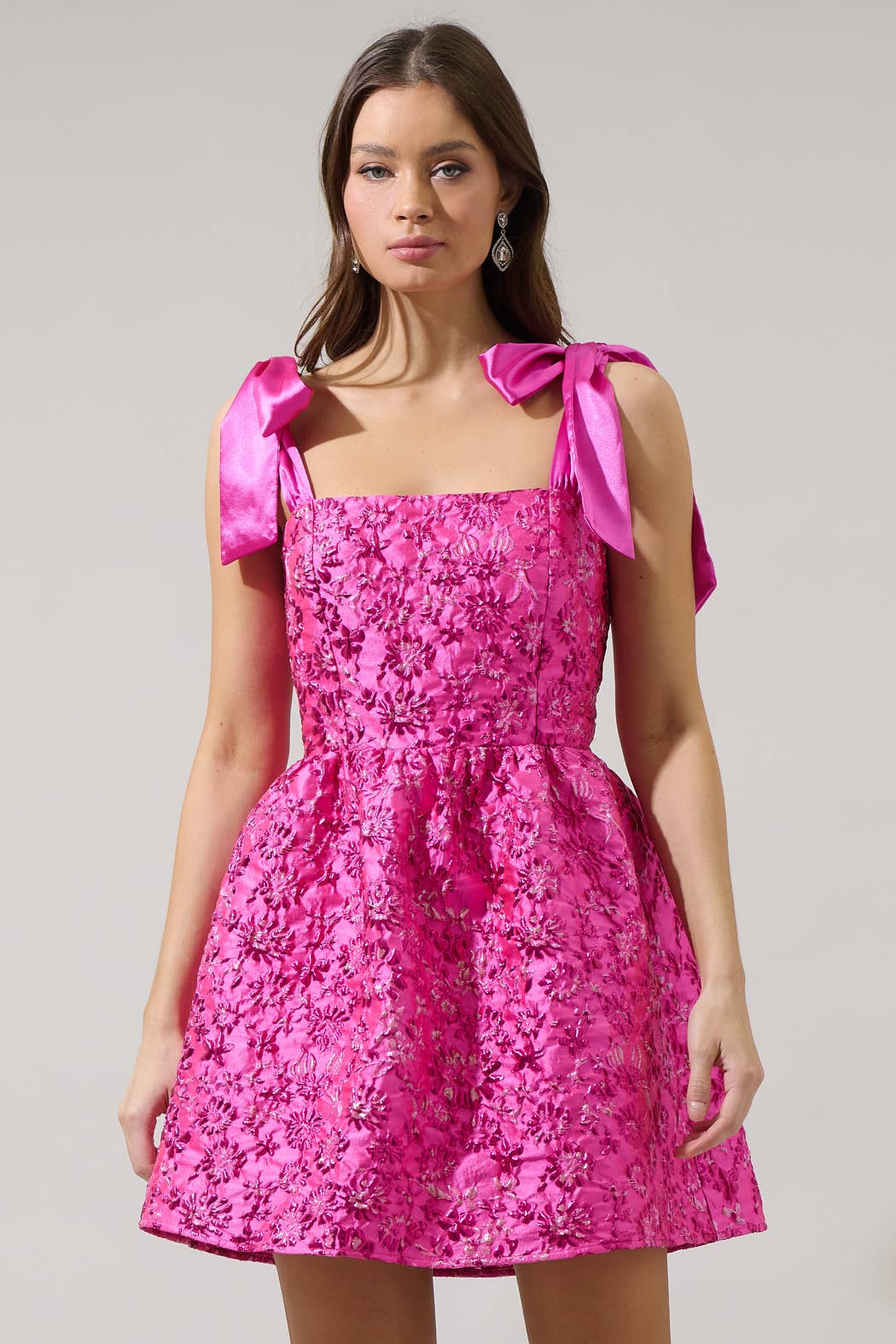 Nidia Jacquard Floral Mini Dress: