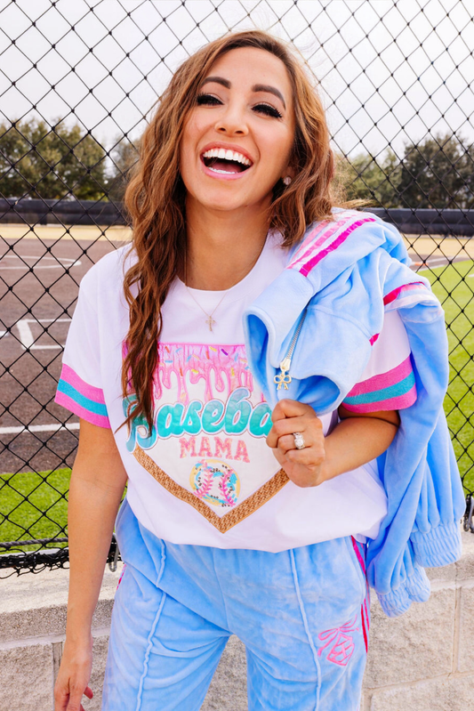 BC- Baseball Mama Ice Cream Drip Sparkle Tee