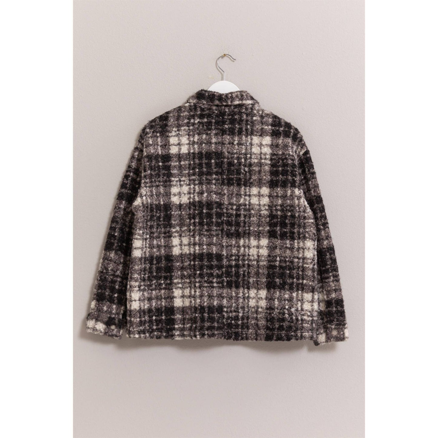 Boucle Plaid Shacket- Black and White