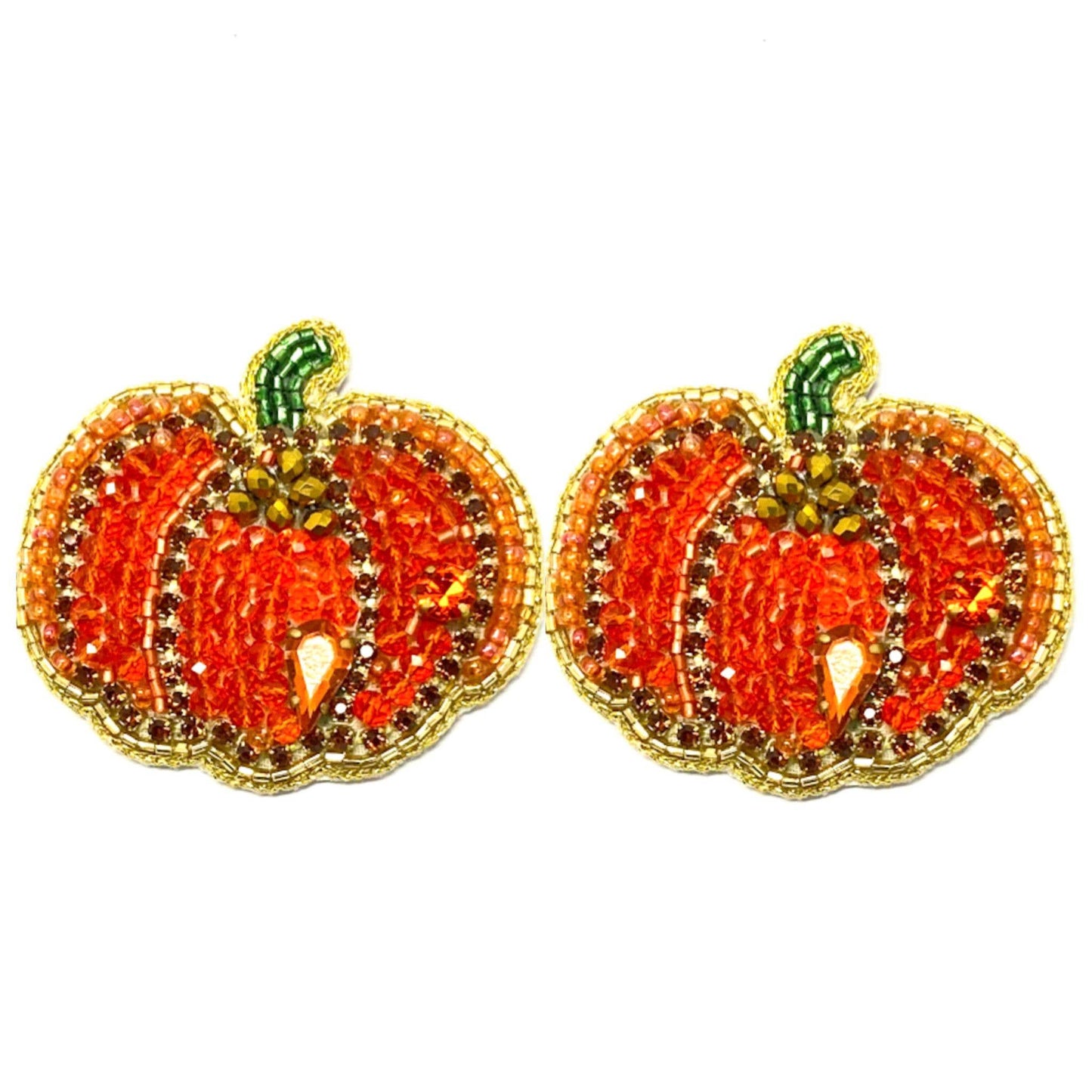 Halloween Beaded Pumpkin Stud Earrings
