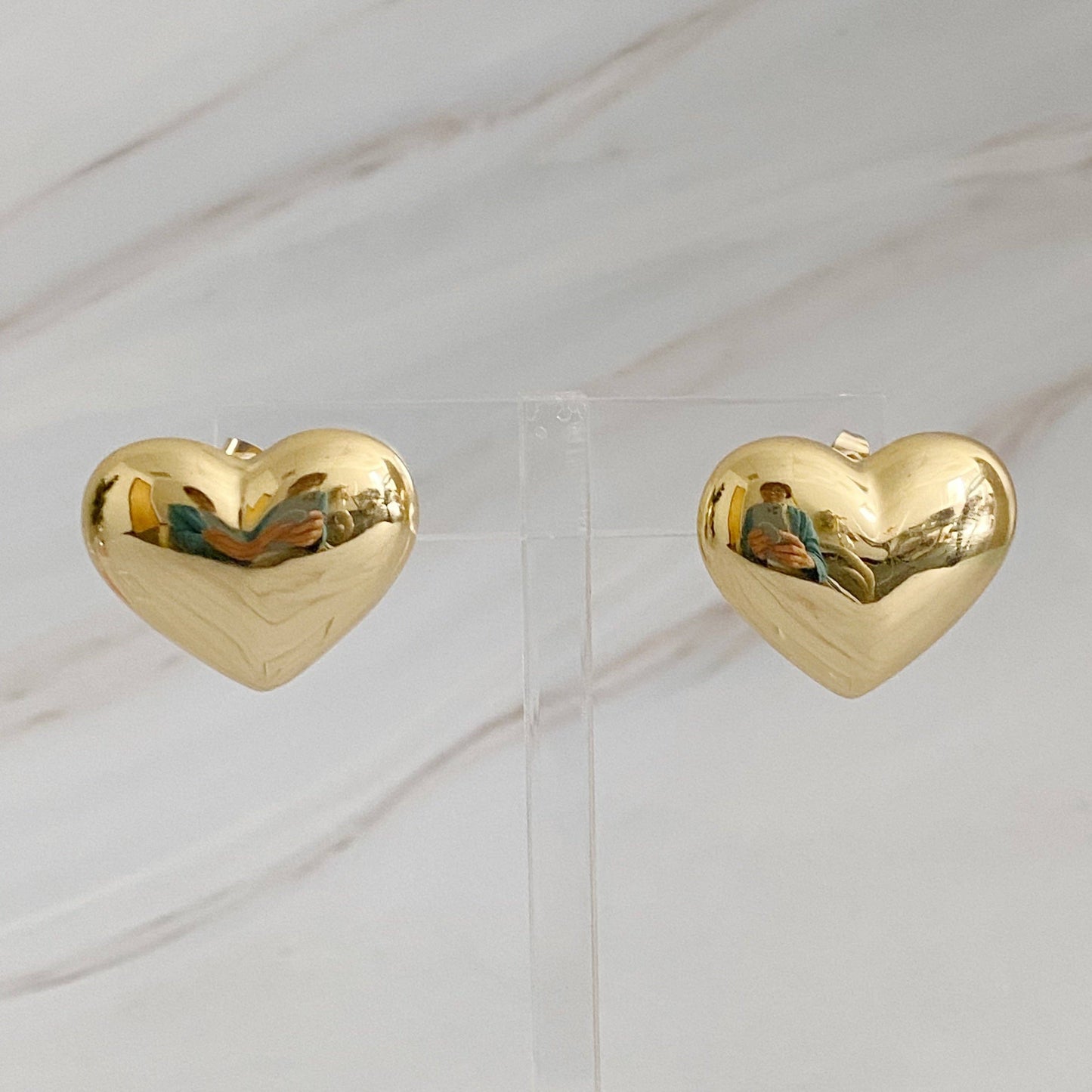 Polish My Heart Stud Earrings: Gold